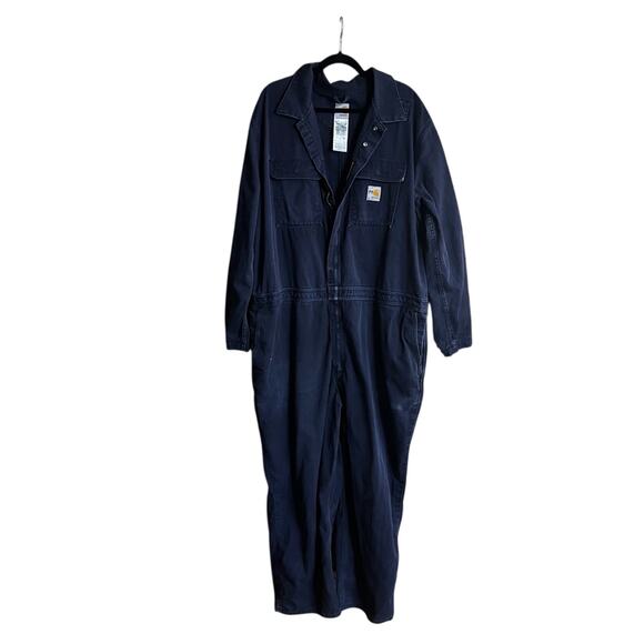 Carhartt Navy Flame Resistant Coveralls Size 56 Tall - Picture 2 of 10